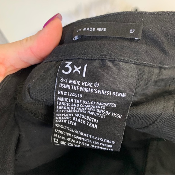 3x1 N.Y.C Black Raw Frayed Hem High Rise Jeans - Picture 6 of 9